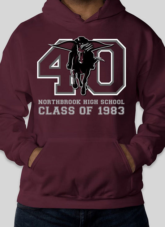 Northbrook High School HOODIE Class of 1983-Maroon