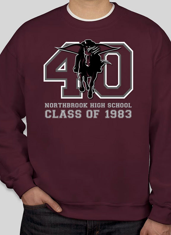 Northbrook High School Class of 1983 Sweatshirt (no hood)-Maroon