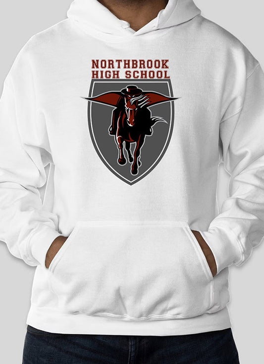 Northbrook High School HOODIE With Shield Logo-White or Gray